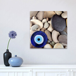 Πίνακας σε Καμβά "evil eye Beads and Stones" Megapap Ψηφιακής Εκτύπωσης 50x50x3εκ.