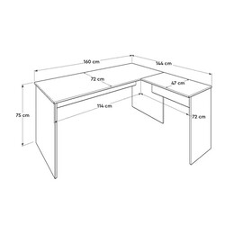 Γραφείο Διευθυντικό rio Megapap Γωνιακό Αναστρέψιμο Χρώμα Λευκό 160x144x75εκ.