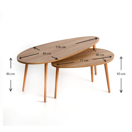 Βοηθητικά Τραπεζάκια Elips Megapap από Μελαμίνη Χρώμα Pine oak 116x46x46εκ.
