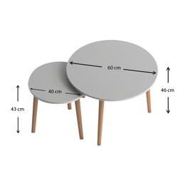 Σετ Τραπεζάκια Σαλονιού Μελαμίνης Roma Megapap 2 Τμχ. Χρώμα Λευκό 60x60x46εκ.