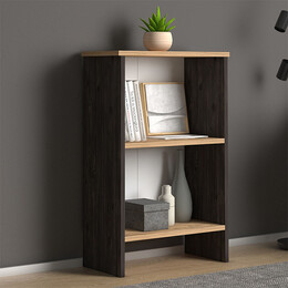 Βιβλιοθήκη Μελαμίνης Flora Megapap Χρώμα Industrial Grey - oak 52x25x80εκ.