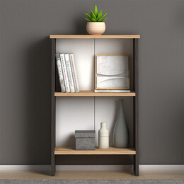 Βιβλιοθήκη Μελαμίνης Flora Megapap Χρώμα Industrial Grey - oak 52x25x80εκ.