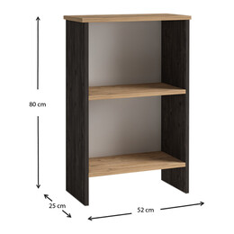 Βιβλιοθήκη Μελαμίνης Flora Megapap Χρώμα Industrial Grey - oak 52x25x80εκ.