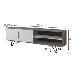 Έπιπλο Τηλεόρασης Foot Megapap από Μελαμίνη Χρώμα Λευκό 160x35x49εκ.