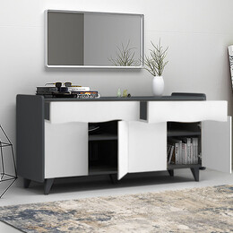 Μπουφές Μελαμίνης Sila Megapap Χρώμα Λευκό - Γκρι 140x45x72εκ.