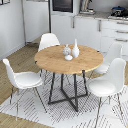 Τραπέζι Rubes Megapap Μεταλλικό - Μελαμίνης Χρώμα Sonoma - Ανθρακί 100x100x78εκ.