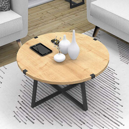 Τραπεζάκι Σαλονιού Mauricio Megapap Μεταλλικό - Μελαμίνης Χρώμα Sonoma - Ανθρακί 78x78x43εκ.