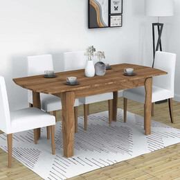 Τραπέζι Marlon Megapap Επεκτεινόμενο Μελαμίνης Χρώμα Καρυδί 140+40x80x76εκ.