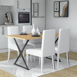 Τραπέζι Bette Megapap Μεταλλικό - Μελαμίνης Χρώμα Sonoma - Ανθρακί 140x80x76εκ.