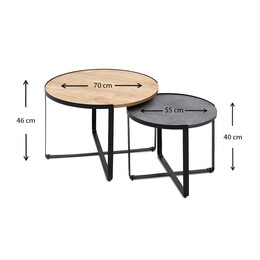 Σετ Τραπεζάκια Σαλονιού Davis Megapap 2τμχ. Μεταλλικά - Μελαμίνης Sonoma/ανθρακί 70x69x46εκ.