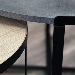 Σετ Τραπεζάκια Σαλονιού Davis Megapap 2τμχ. Μεταλλικά - Μελαμίνης Ανθρακί/sonoma 70x69x46εκ.