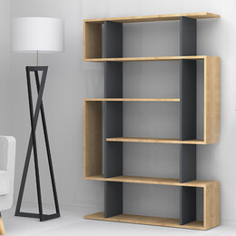 Βιβλιοθήκη Μελαμίνης Clint Megapap Χρώμα Sonoma - Ανθρακί 108x25x161εκ.
