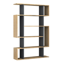 Βιβλιοθήκη Μελαμίνης Clint Megapap Χρώμα Sonoma - Ανθρακί 108x25x161εκ.