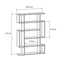 Βιβλιοθήκη Μελαμίνης Clint Megapap Χρώμα Sonoma - Ανθρακί 108x25x161εκ.