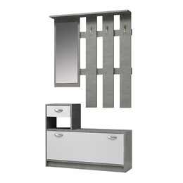 Έπιπλο Εισόδου Μελαμίνης Raynold Megapap Χρώμα Γκρι Σκυροδέματος - Λευκό 100x30x180εκ.