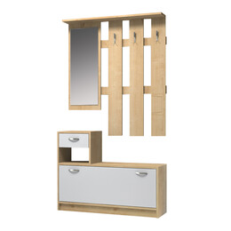 Έπιπλο Εισόδου Μελαμίνης Raynold Megapap Χρώμα Φυσικό - Λευκό 100x30x180εκ.