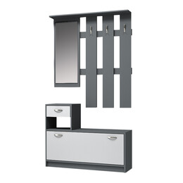 Έπιπλο Εισόδου Μελαμίνης Raynold Megapap Χρώμα Ανθρακί - Λευκό 100x30x180εκ.