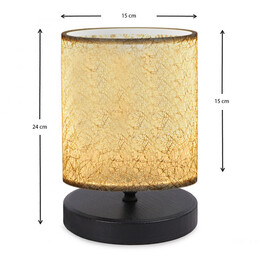 Φωτιστικό Επιτραπέζιο Hassard Megapap Ύφασμα/mdf Χρώμα Μπεζ/μαύρο 15x16x22εκ.