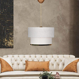 Φωτιστικό Οροφής Barnhart Megapap Υφασμάτινο Μονόφωτο Χρώμα Λευκό/χρυσό 30x20x70εκ.