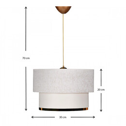 Φωτιστικό Οροφής Barnhart Megapap Υφασμάτινο Μονόφωτο Χρώμα Λευκό/χρυσό 30x20x70εκ.