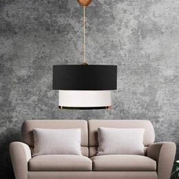 Φωτιστικό Οροφής Barnhart Megapap Υφασμάτινο Μονόφωτο Χρώμα Μαύρο/χρυσό 30x20x70εκ.