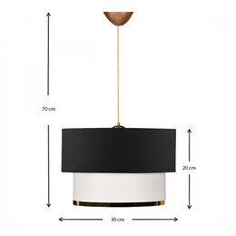 Φωτιστικό Οροφής Barnhart Megapap Υφασμάτινο Μονόφωτο Χρώμα Μαύρο/χρυσό 30x20x70εκ.