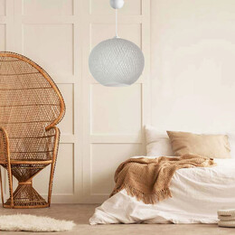 Φωτιστικό Οροφής Gibson Megapap από Σχοινί Μονόφωτο Χρώμα Λευκό 30x23x70εκ.