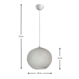 Φωτιστικό Οροφής Gibson Megapap από Σχοινί Μονόφωτο Χρώμα Λευκό 30x23x70εκ.