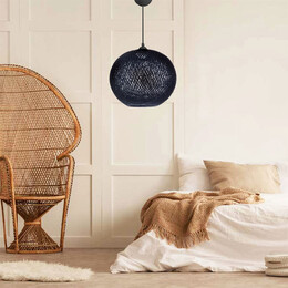 Φωτιστικό Οροφής Gibson Megapap από Σχοινί Μονόφωτο Χρώμα Μαύρο 30x23x70εκ.