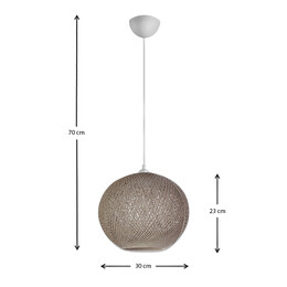 Φωτιστικό Οροφής Gibson Megapap από Σχοινί Μονόφωτο Χρώμα Μόκα 30x23x70εκ.