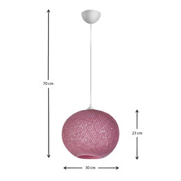 Φωτιστικό Οροφής Gibson Megapap από Σχοινί Μονόφωτο Χρώμα ροζ 30x23x70εκ.