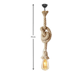 Φωτιστικό Οροφής Meline Megapap Σχοινί Μονόφωτο Χρώμα Φυσικό 70εκ.