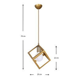 Φωτιστικό Οροφής Thora Megapap e27 Μεταλλικό Μονόφωτο Χρώμα Χρυσό ματ 22x22x70εκ.