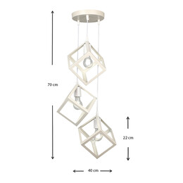 Φωτιστικό Οροφής Thora Megapap e27 Μεταλλικό Τρίφωτο Χρώμα Λευκό 22x22x70εκ.