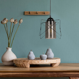 Φωτιστικό Οροφής Indra Megapap e27 Μεταλλικό Μονόφωτο Χρώμα Μαύρο 15x15x70εκ.