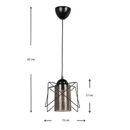 Φωτιστικό Οροφής Indra Megapap e27 Μεταλλικό Μονόφωτο Χρώμα Μαύρο 15x15x70εκ.
