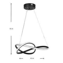 Φωτιστικό Οροφής led Luciano Megapap Μεταλλικό Μονόφωτο Χρώμα Μαύρο 47x40x60εκ.