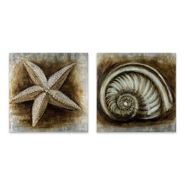 Πίνακες σε Καμβά "starfish - Shell" Megapap 2 Τμχ. Ψηφιακής Εκτύπωσης 103x50x3εκ.