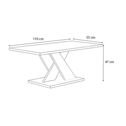 Τραπεζάκι Σαλονιού Marcello Megapap Μελαμίνης Χρώμα Φυσικό Οξιάς 110x55x48εκ.