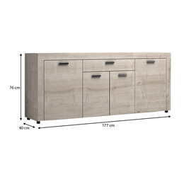 Μπουφές Μελαμίνης Joseph Megapap Χρώμα Ανθρακί 177x40x76εκ.