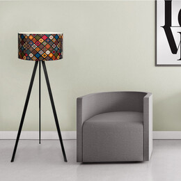 Φωτιστικό Δαπέδου Rosling Megapap Mdf/ύφασμα pvc Χρώμα Μαύρο/πολύχρωμο 38x21x140εκ.