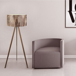 Φωτιστικό Δαπέδου Rosling Megapap Mdf/ύφασμα pvc Χρώμα Καρυδί/καφέ 38x21x140εκ.