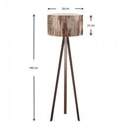 Φωτιστικό Δαπέδου Rosling Megapap Mdf/ύφασμα pvc Χρώμα Καρυδί/καφέ 38x21x140εκ.