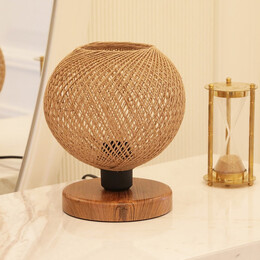 Φωτιστικό Επιτραπέζιο Bonnie Megapap e27 Κλωστή/mdf Χρώμα Φυσικό/καφέ 19x15x22εκ.