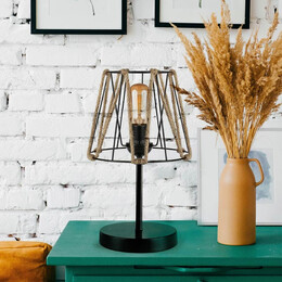 Φωτιστικό Επιτραπέζιο Clancy Megapap e27 Σχοινί/μεταλλικό Χρώμα Μαύρο 22x17x37εκ.