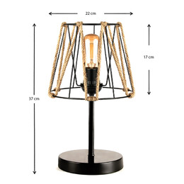 Φωτιστικό Επιτραπέζιο Clancy Megapap e27 Σχοινί/μεταλλικό Χρώμα Μαύρο 22x17x37εκ.