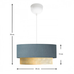 Φωτιστικό Οροφής Lucifer Megapap e27 Υφασμάτινο Μονόφωτο Χρώμα Μπλε Ανθρακί 30x15x70εκ.
