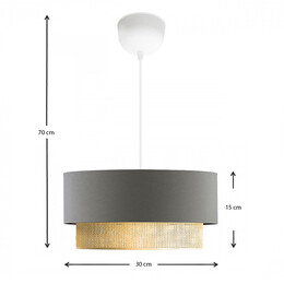 Φωτιστικό Οροφής Lucifer Megapap e27 Υφασμάτινο Μονόφωτο Χρώμα Γκρι 30x15x70εκ.