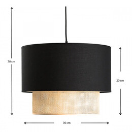 Φωτιστικό Οροφής Lucifer Megapap e27 Υφασμάτινο Μονόφωτο Χρώμα Μαύρο 30x20x70εκ.