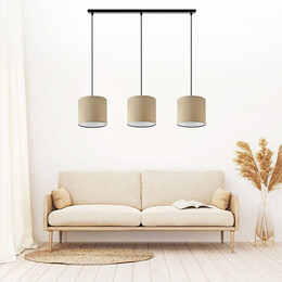 Φωτιστικό Οροφής Morris Megapap e27 Υφασμάτινο Τρίφωτο Χρώμα Καφέ 55x15x70εκ.